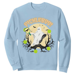Funny Halloween Pickleball Sweatshirt Pickleboo Ghost Costume TS12 Light Blue Print Your Wear
