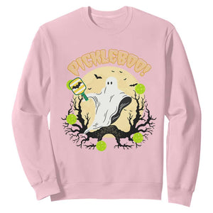 Funny Halloween Pickleball Sweatshirt Pickleboo Ghost Costume TS12 Light Pink Print Your Wear