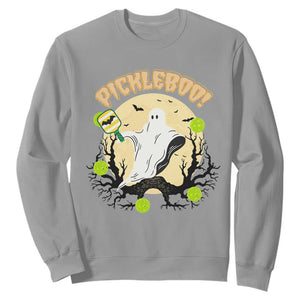 Funny Halloween Pickleball Sweatshirt Pickleboo Ghost Costume TS12 Sport Gray Print Your Wear