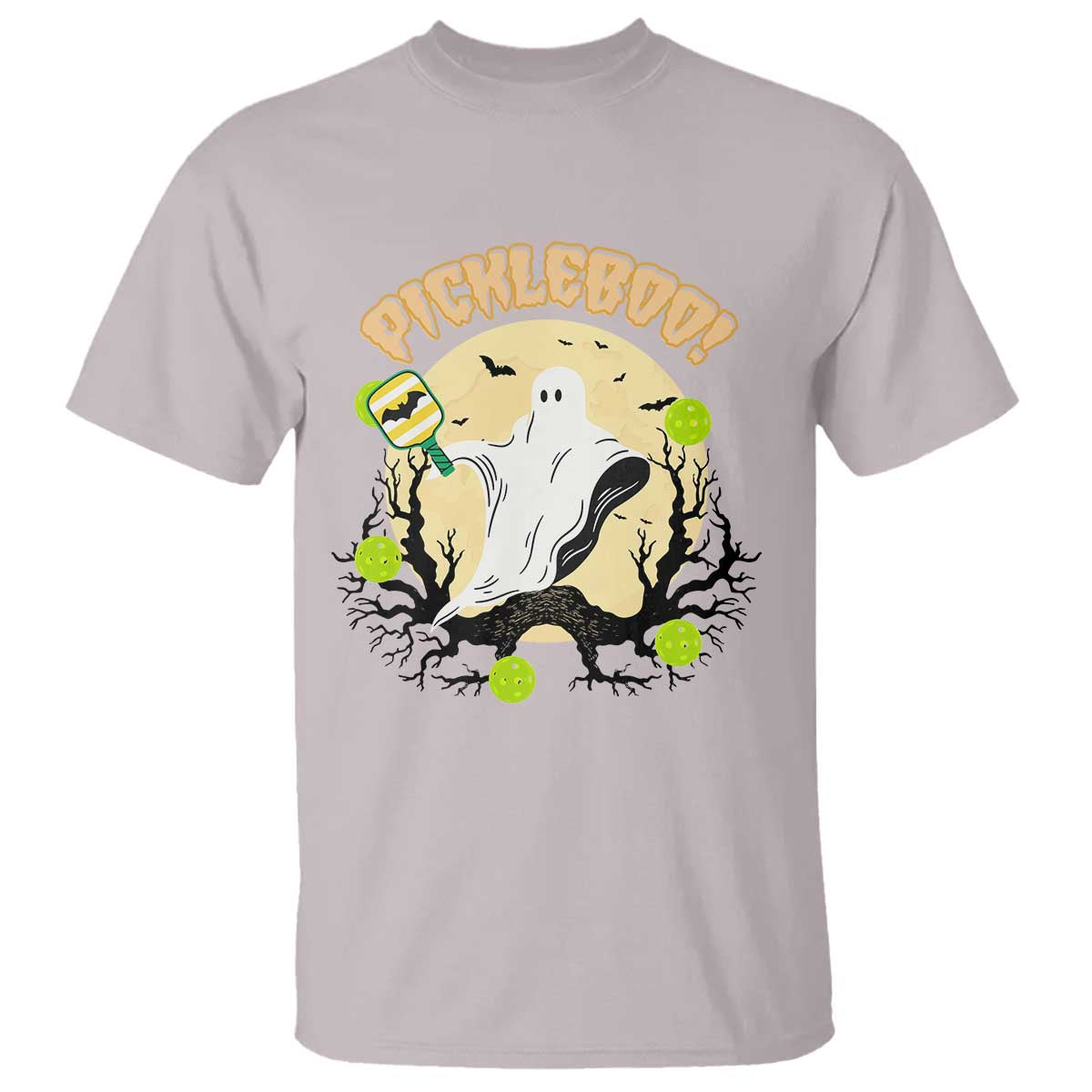 Funny Halloween Pickleball T Shirt Pickleboo Ghost Costume TS12 Ice Gray Print Your Wear