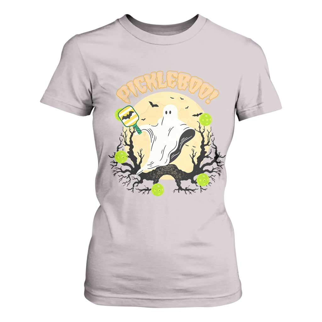 Funny Halloween Pickleball T Shirt For Women Pickleboo Ghost Costume TS12 Ice Gray Print Your Wear