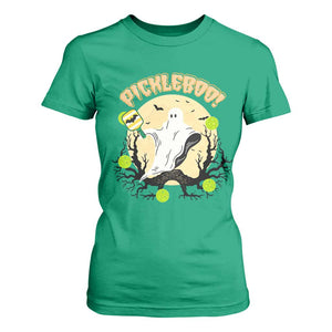 Funny Halloween Pickleball T Shirt For Women Pickleboo Ghost Costume TS12 Irish Green Print Your Wear