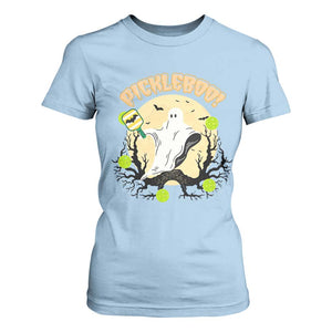 Funny Halloween Pickleball T Shirt For Women Pickleboo Ghost Costume TS12 Light Blue Print Your Wear