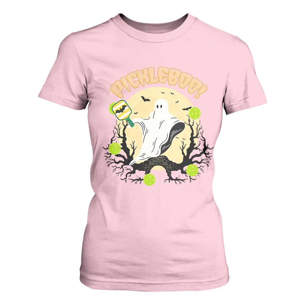 Funny Halloween Pickleball T Shirt For Women Pickleboo Ghost Costume TS12 Light Pink Print Your Wear