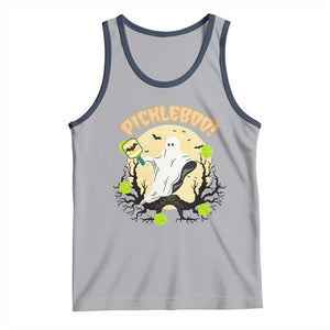 Funny Halloween Pickleball Tank Top Pickleboo Ghost Costume TS12 Athletic Heather Navy Print Your Wear