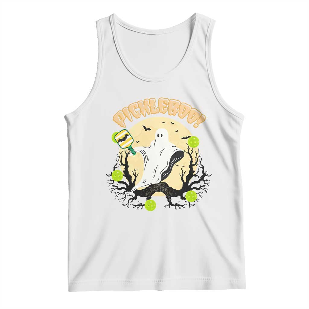 Funny Halloween Pickleball Tank Top Pickleboo Ghost Costume TS12 White Print Your Wear