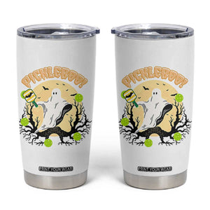 Funny Halloween Pickleball Tumbler Cup Pickleboo Ghost Costume TS12 White Print Your Wear