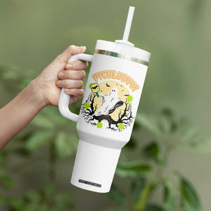 Funny Halloween Pickleball Tumbler With Handle Pickleboo Ghost Costume TS12 Print Your Wear