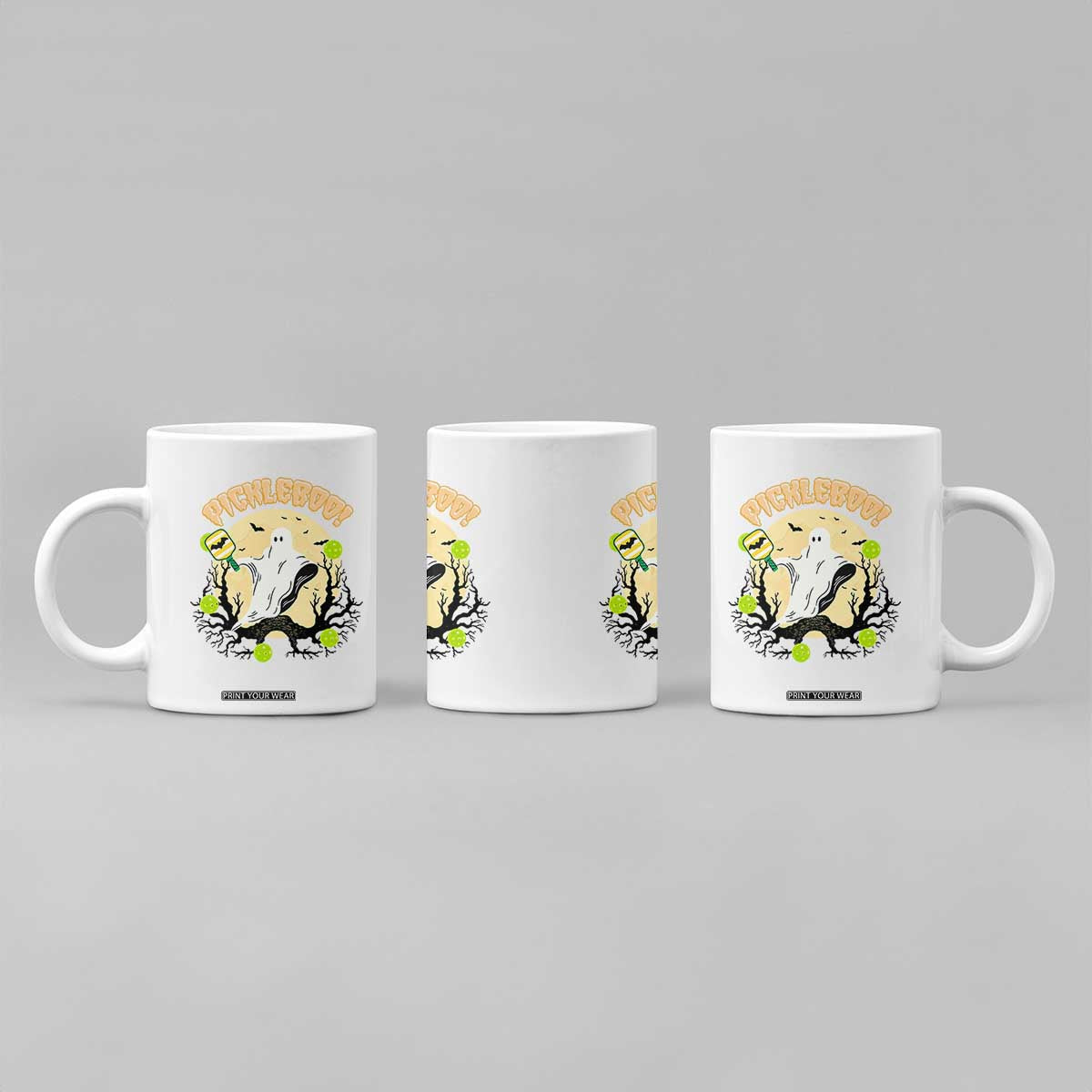 Funny Halloween Pickleball Coffee Mug Pickleboo Ghost Costume TS12 Print Your Wear