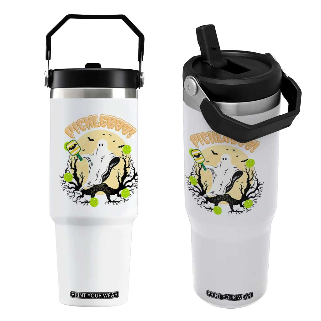 Funny Halloween Pickleball Flip Straw Tumbler Pickleboo Ghost Costume TS12 One Size: 30 oz White Print Your Wear
