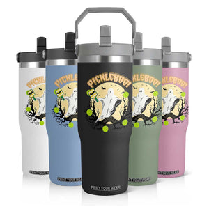 Funny Halloween Pickleball Flip Straw Tumbler Pickleboo Ghost Costume TS12 Print Your Wear