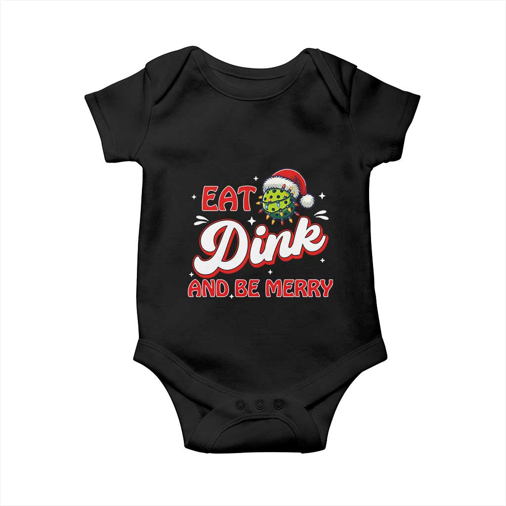 Funny Pickleball Christmas Baby Onesie Eat Dink And Be Merry TS12 Black Print Your Wear