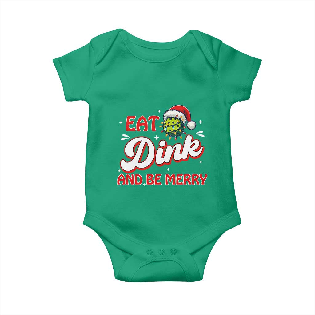 Funny Pickleball Christmas Baby Onesie Eat Dink And Be Merry TS12 Irish Green Print Your Wear