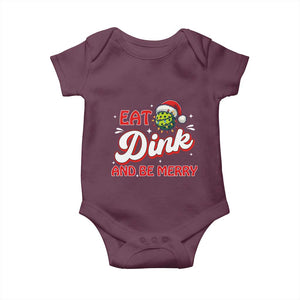 Funny Pickleball Christmas Baby Onesie Eat Dink And Be Merry TS12 Maroon Print Your Wear