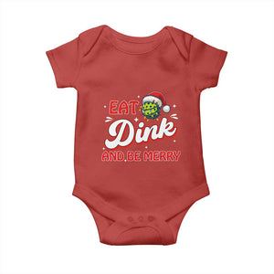 Funny Pickleball Christmas Baby Onesie Eat Dink And Be Merry TS12 Red Print Your Wear