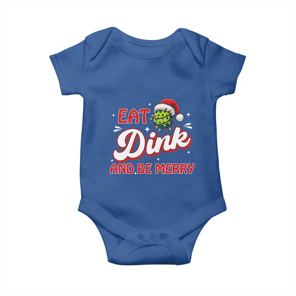 Funny Pickleball Christmas Baby Onesie Eat Dink And Be Merry TS12 Royal Blue Print Your Wear