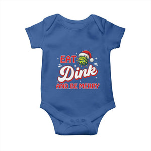 Funny Pickleball Christmas Baby Onesie Eat Dink And Be Merry TS12 Royal Blue Print Your Wear