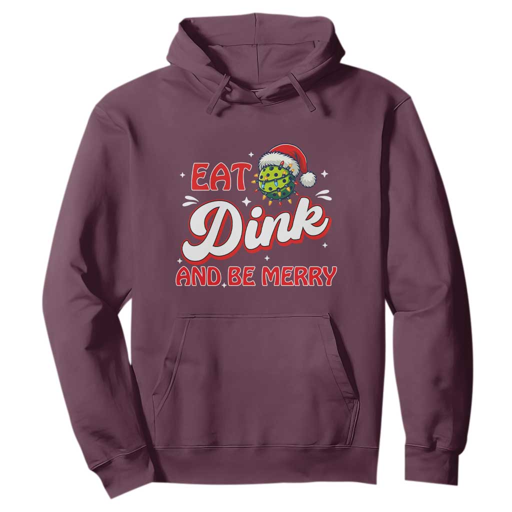Funny Pickleball Christmas Hoodie Eat Dink And Be Merry TS12 Maroon Print Your Wear