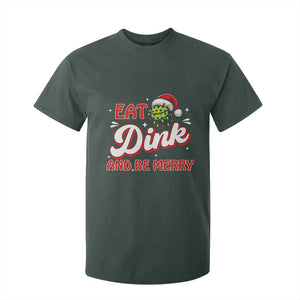 Funny Pickleball Christmas T Shirt For Kid Eat Dink And Be Merry TS12 Dark Forest Green Print Your Wear