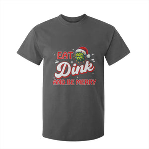Funny Pickleball Christmas T Shirt For Kid Eat Dink And Be Merry TS12 Dark Heather Print Your Wear