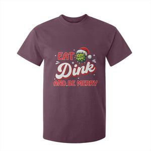 Funny Pickleball Christmas T Shirt For Kid Eat Dink And Be Merry TS12 Maroon Print Your Wear