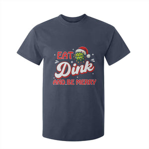 Funny Pickleball Christmas T Shirt For Kid Eat Dink And Be Merry TS12 Navy Print Your Wear