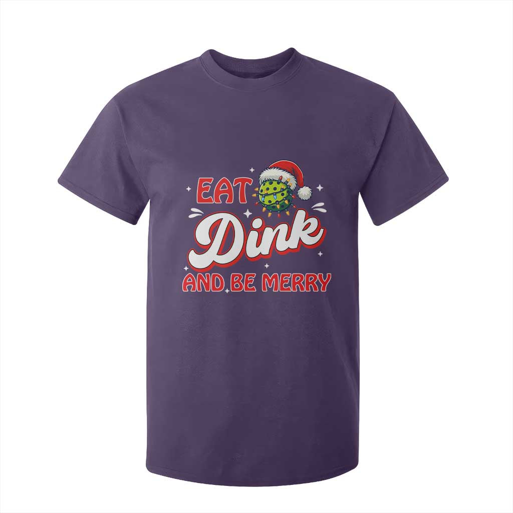 Funny Pickleball Christmas T Shirt For Kid Eat Dink And Be Merry TS12 Purple Print Your Wear
