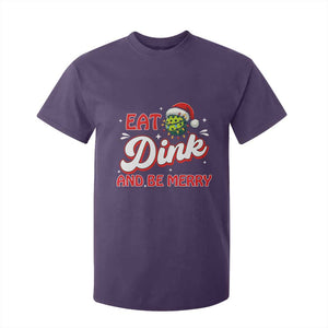 Funny Pickleball Christmas T Shirt For Kid Eat Dink And Be Merry TS12 Purple Print Your Wear