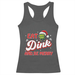 Funny Pickleball Christmas Racerback Tank Top Eat Dink And Be Merry TS12 Dark Heather Print Your Wear
