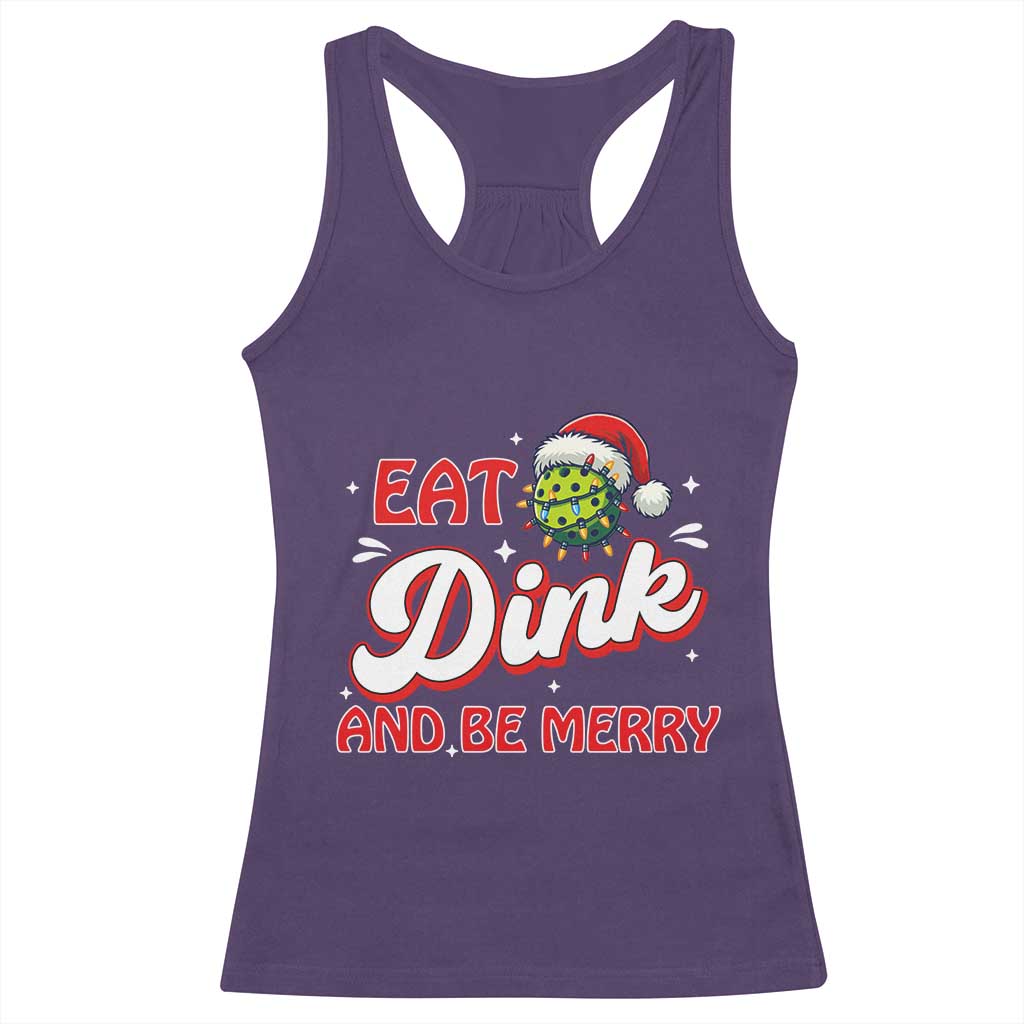 Funny Pickleball Christmas Racerback Tank Top Eat Dink And Be Merry TS12 Purple Print Your Wear