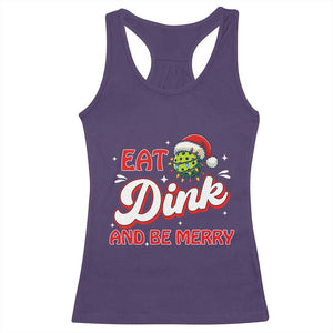 Funny Pickleball Christmas Racerback Tank Top Eat Dink And Be Merry TS12 Purple Print Your Wear