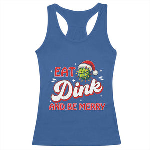 Funny Pickleball Christmas Racerback Tank Top Eat Dink And Be Merry TS12 Royal Blue Print Your Wear
