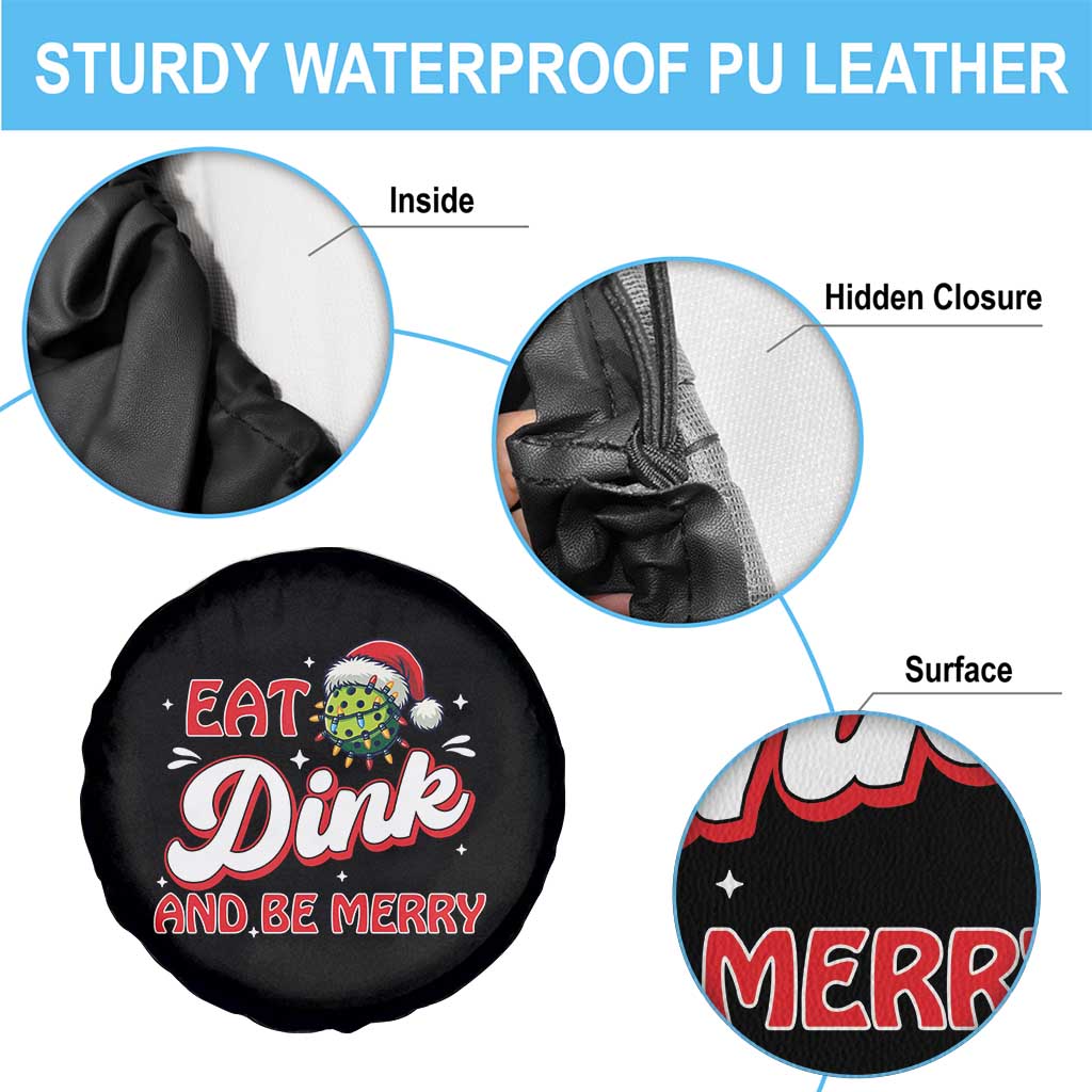 Funny Pickleball Christmas Spare Tire Cover Eat Dink And Be Merry TS12 Print Your Wear