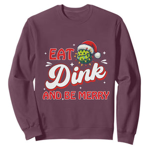 Funny Pickleball Christmas Sweatshirt Eat Dink And Be Merry TS12 Maroon Print Your Wear