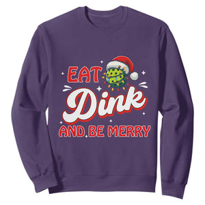 Funny Pickleball Christmas Sweatshirt Eat Dink And Be Merry TS12 Purple Print Your Wear