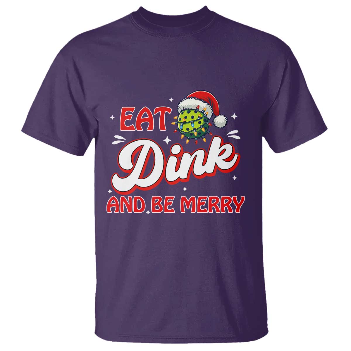 Funny Pickleball Christmas T Shirt Eat Dink And Be Merry TS12 Purple Print Your Wear