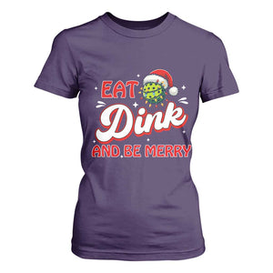 Funny Pickleball Christmas T Shirt For Women Eat Dink And Be Merry TS12 Purple Print Your Wear
