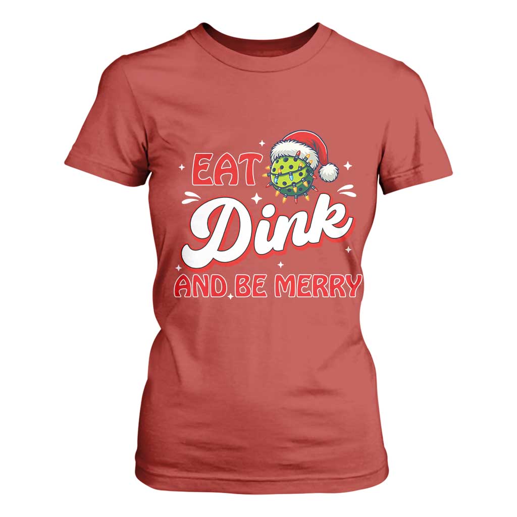 Funny Pickleball Christmas T Shirt For Women Eat Dink And Be Merry TS12 Red Print Your Wear
