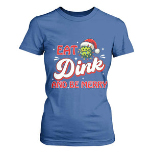 Funny Pickleball Christmas T Shirt For Women Eat Dink And Be Merry TS12 Royal Blue Print Your Wear