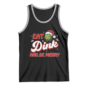 Funny Pickleball Christmas Tank Top Eat Dink And Be Merry TS12 Black Athletic Heather Print Your Wear