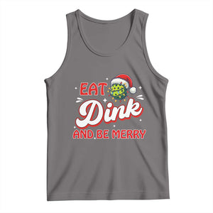 Funny Pickleball Christmas Tank Top Eat Dink And Be Merry TS12 Deep Heather Print Your Wear