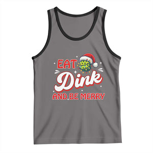Funny Pickleball Christmas Tank Top Eat Dink And Be Merry TS12 Deep Heather Black Print Your Wear