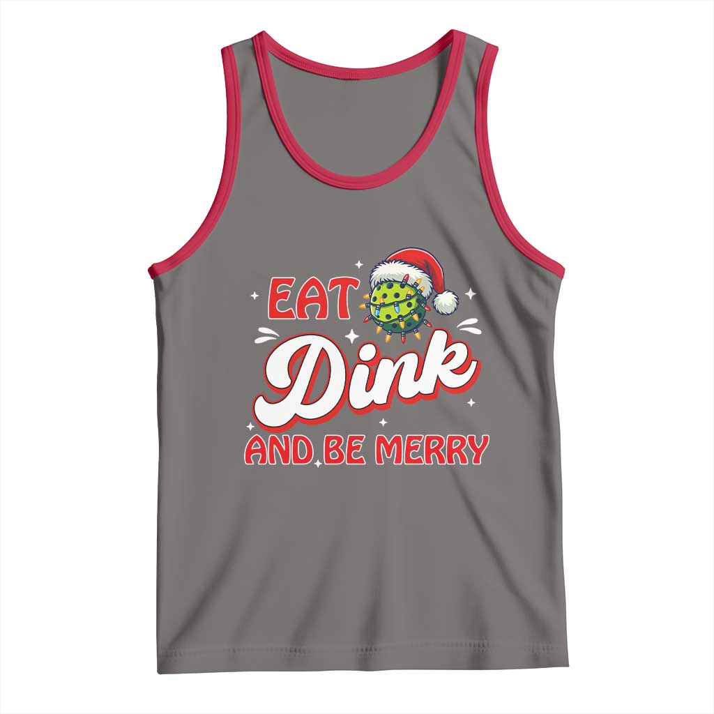 Funny Pickleball Christmas Tank Top Eat Dink And Be Merry TS12 Deep Heather Red Print Your Wear