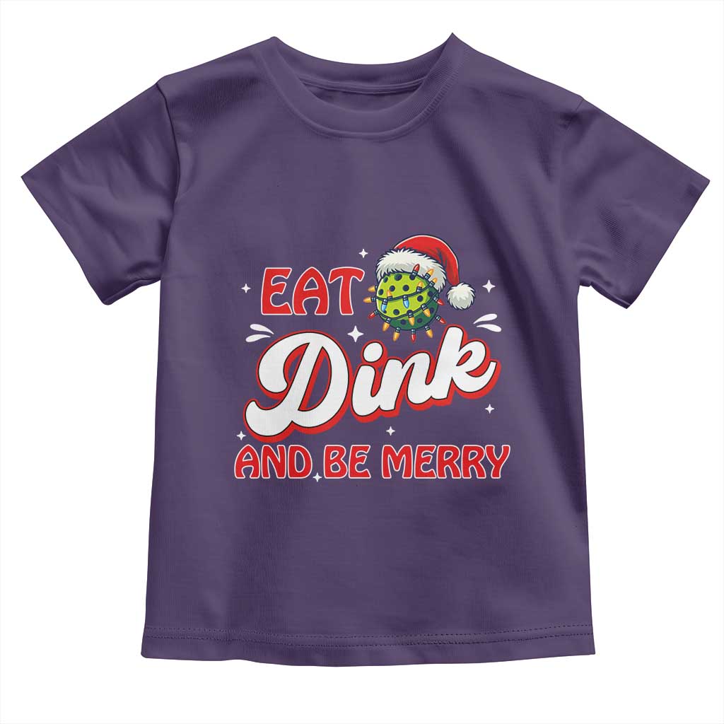 Funny Pickleball Christmas Toddler T Shirt Eat Dink And Be Merry TS12 Purple Print Your Wear