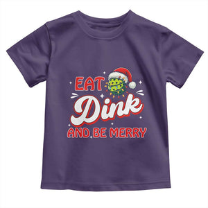 Funny Pickleball Christmas Toddler T Shirt Eat Dink And Be Merry TS12 Purple Print Your Wear