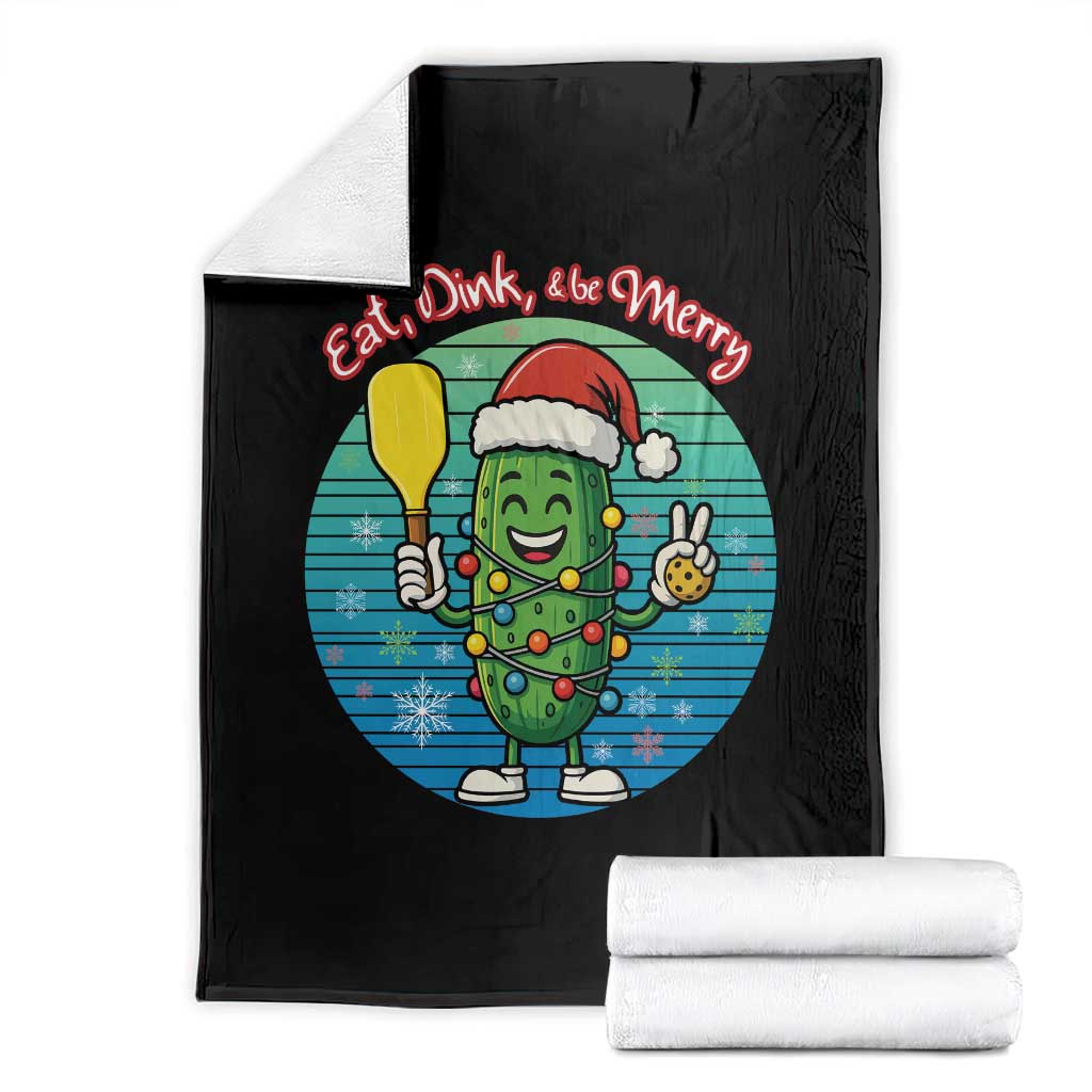 Funny Pickleball Christmas Throw Blanket Eat Dink And Be Merry Gift For Players TS12 Black Print Your Wear