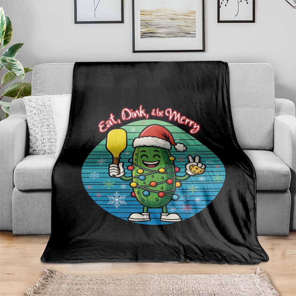 Funny Pickleball Christmas Throw Blanket Eat Dink And Be Merry Gift For Players TS12 Print Your Wear