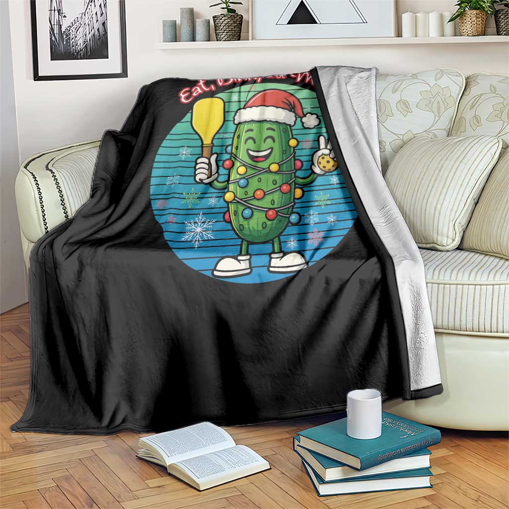 Funny Pickleball Christmas Throw Blanket Eat Dink And Be Merry Gift For Players TS12 Print Your Wear