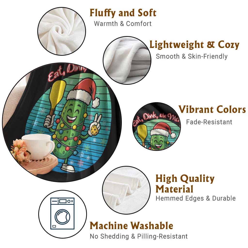 Funny Pickleball Christmas Throw Blanket Eat Dink And Be Merry Gift For Players TS12 Print Your Wear