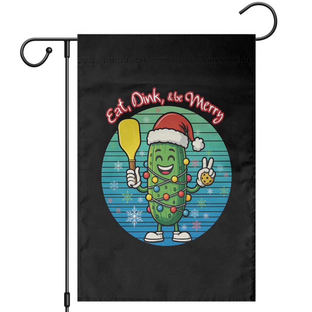 Funny Pickleball Christmas Garden Flag Eat Dink And Be Merry Gift For Players TS12 Black Print Your Wear